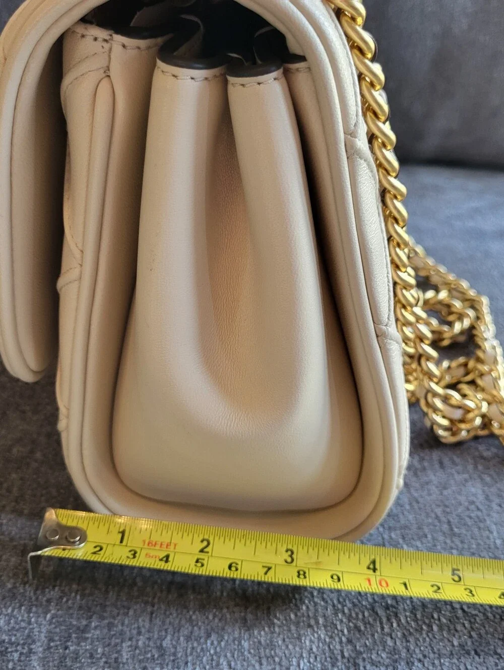 Tory Burch Fleming Cream Leather Convertible Shoulder Bag